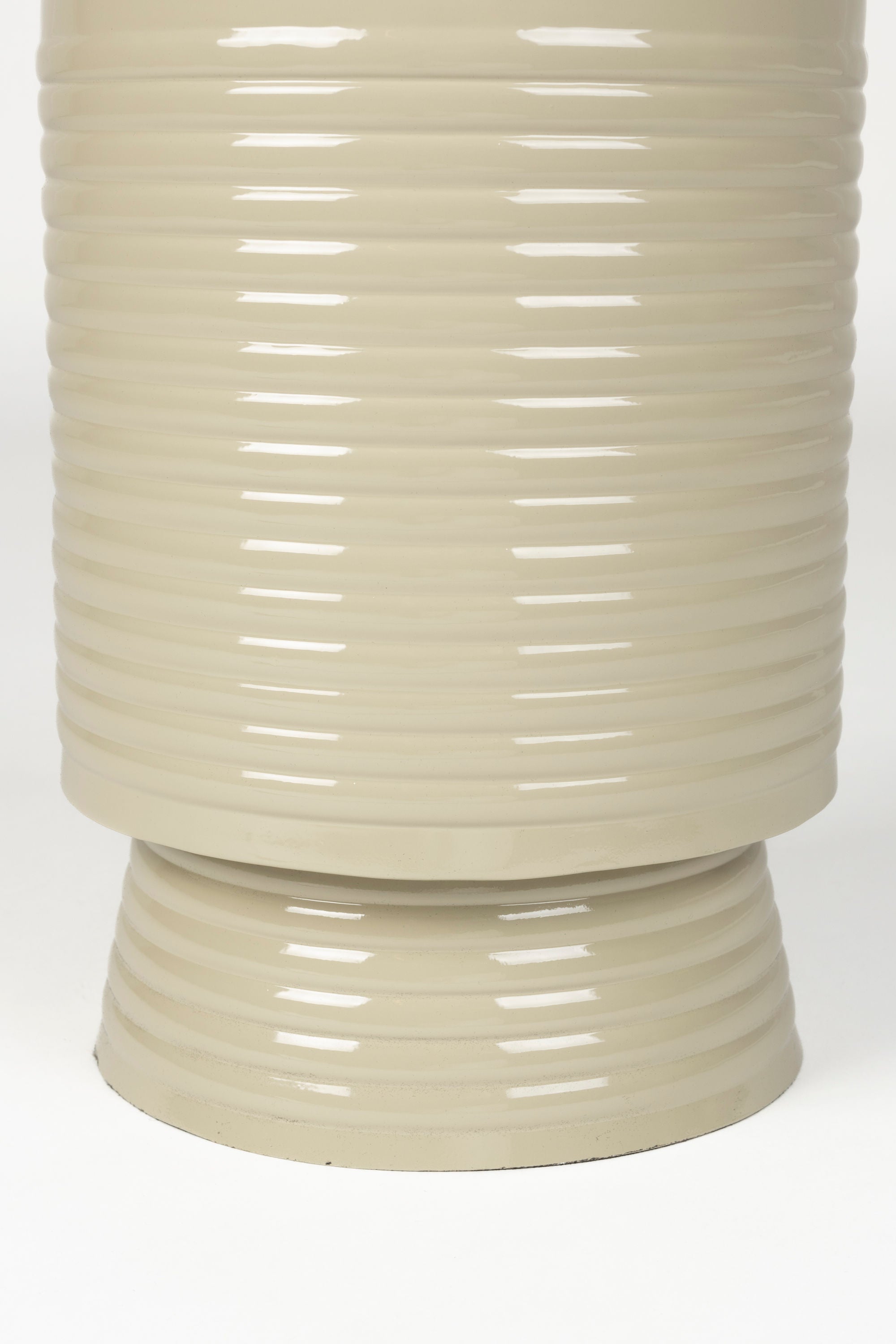 Sven Ribbed Ivory Drum Side Table Small